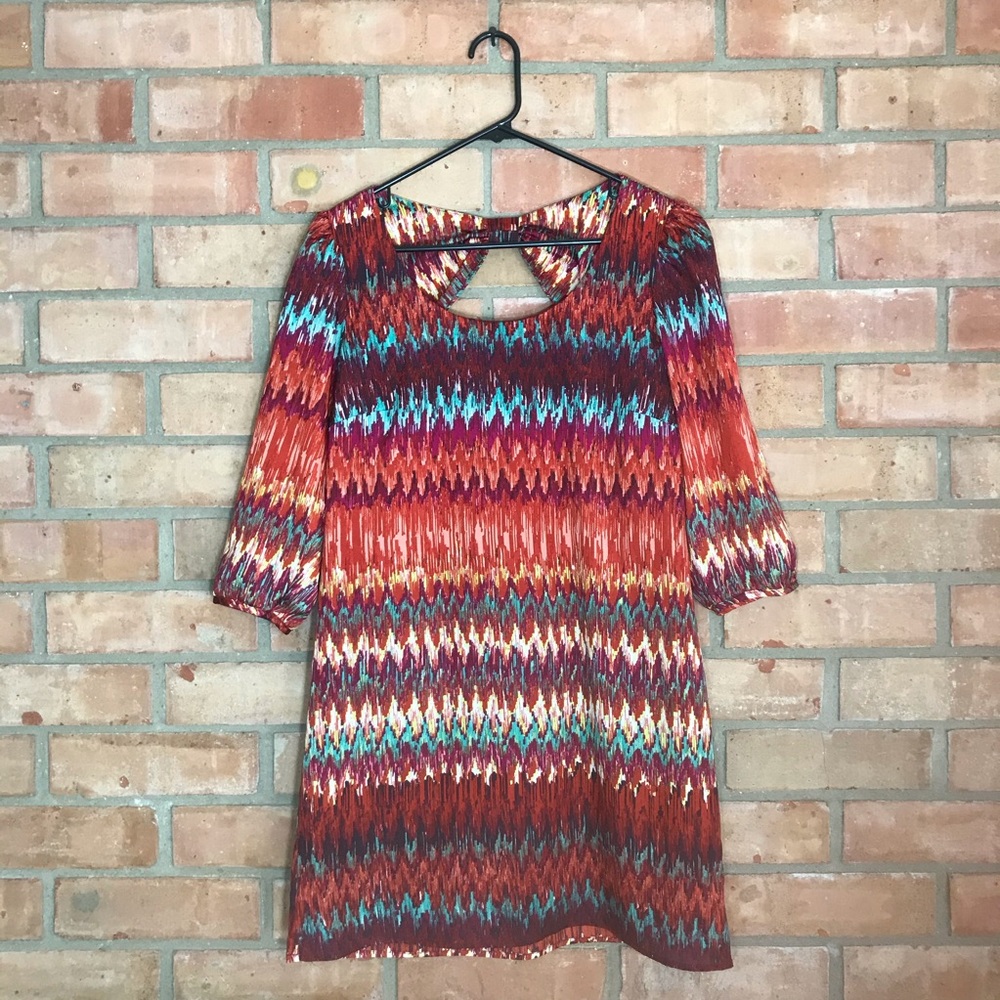 Lily Rose zigzag striped Colorful Dress Size M